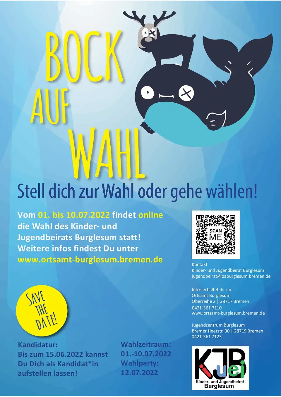 Plakat zur Wahl des Kinder- und Jugendbeirates Burglesum 2022